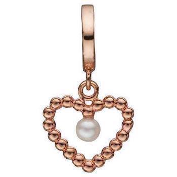 Christina Collect 925 sterling sølv Bubbly Pearl Love rosa gullbelagt boblehjerte med liten perle, modell 610-R59